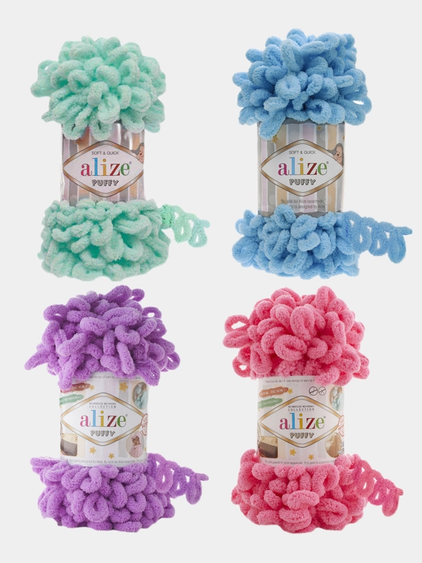 Пряжа Alize Puffy, петельки большие, микрополиэстер, 100 г, 9 м
