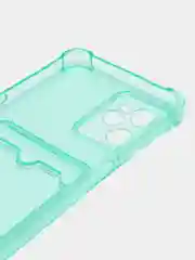 Бирюзовый чехол для Realme C35 (Реалми С35), прозрачный, с карманом для карт
