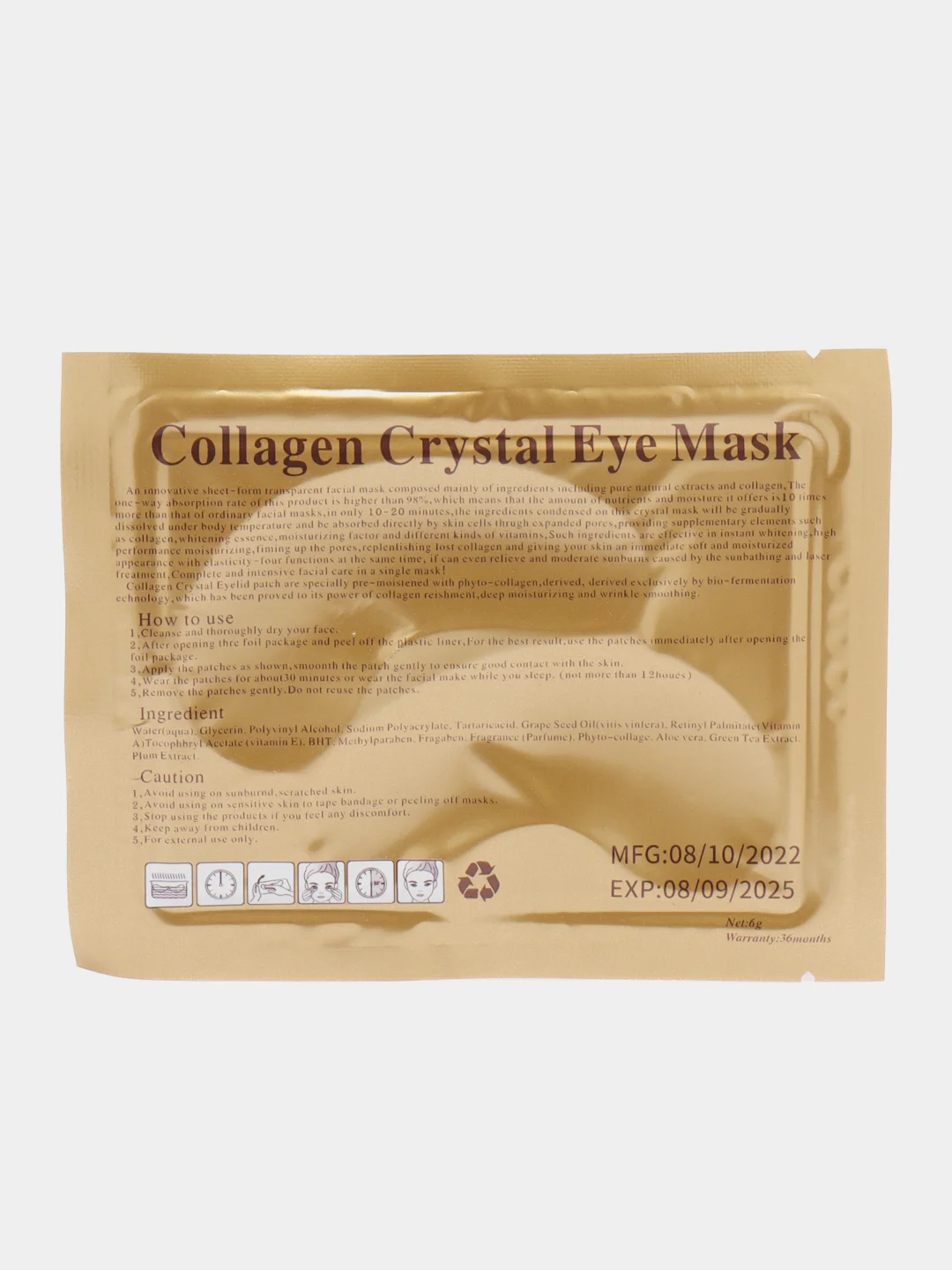 Розовый патчи коллагеновые для глаз, гидрогелевые Collagen Crystal Eye Mask