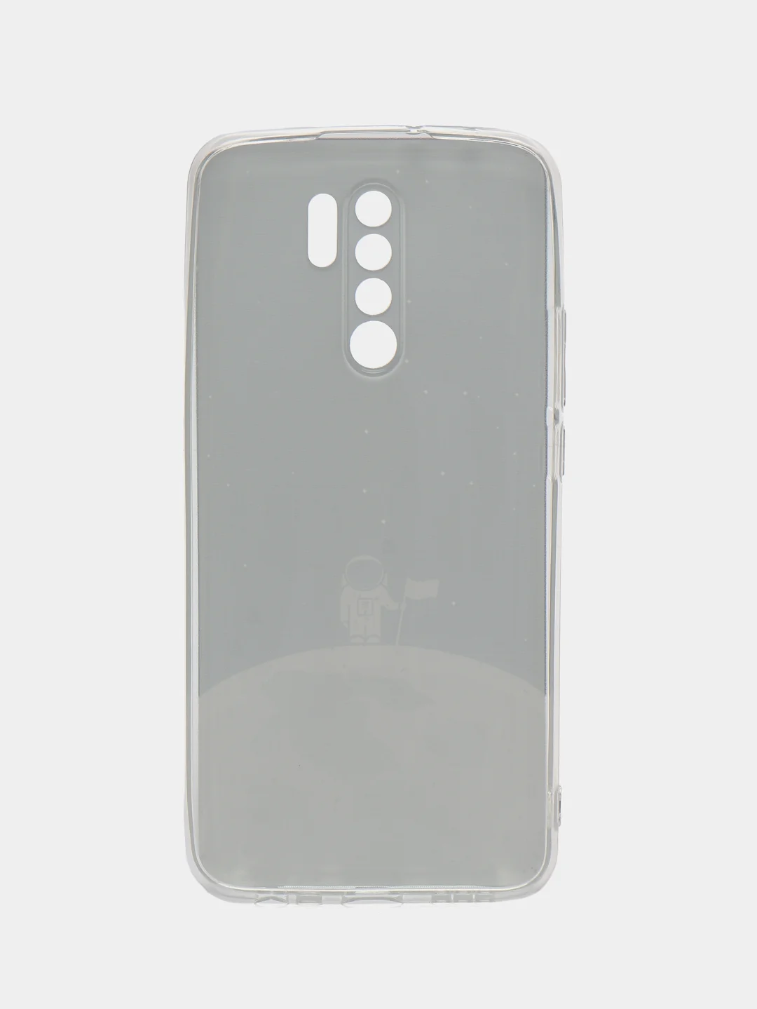 Серебряный силиконовый чехол на Xiaomi Redmi 9 / Сяоми Редми 9 прозрачный, с рисунком, защита камеры