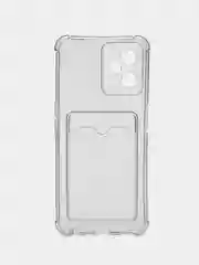Хром чехол для Realme C35 (Реалми С35), прозрачный, с карманом для карт