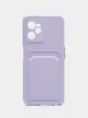 Сиреневый чехол для Realme C35 (Реалми С35), прозрачный, с карманом для карт