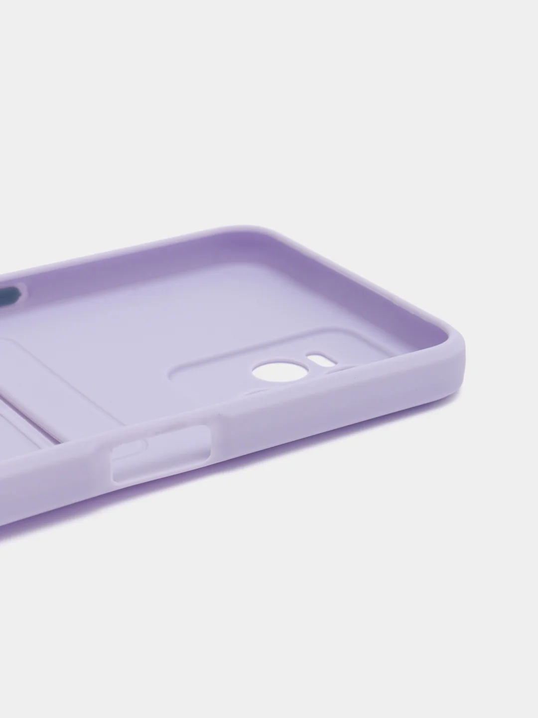 Сиреневый чехол для Realme C35 (Реалми С35), прозрачный, с карманом для карт