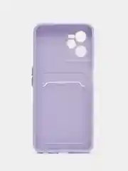 Сиреневый чехол для Realme C35 (Реалми С35), прозрачный, с карманом для карт