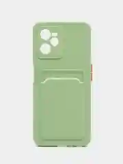 Лайм чехол для Realme C35 (Реалми С35), прозрачный, с карманом для карт