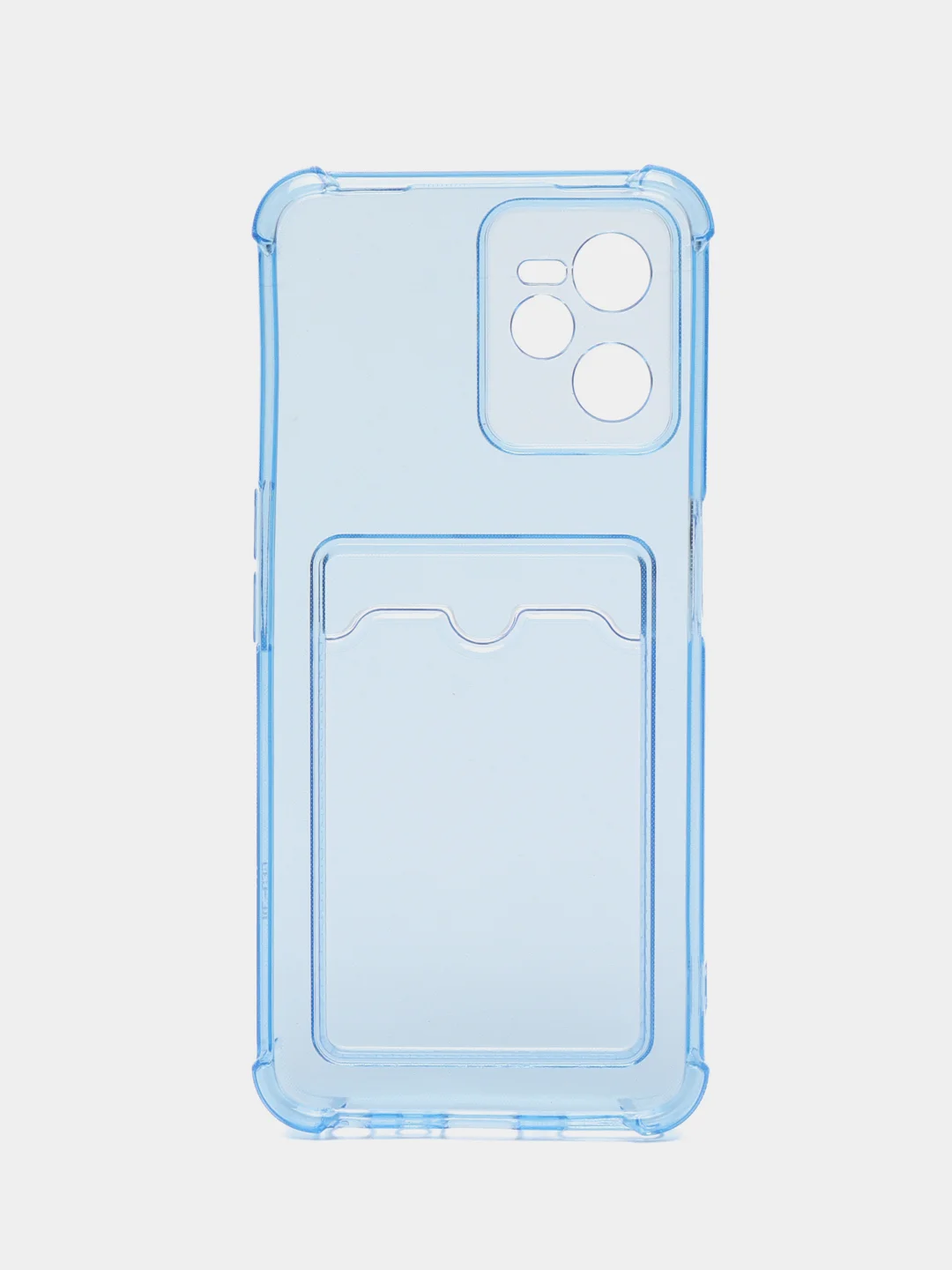 Светло-синий чехол для Realme C35 (Реалми С35), прозрачный, с карманом для карт