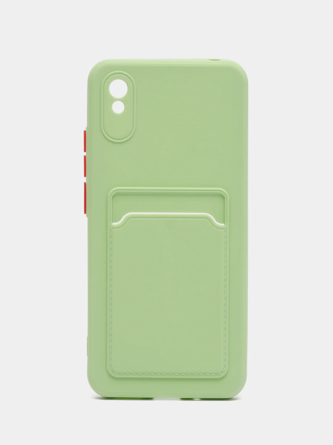 Лайм силиконовый чехол для Xiaomi Redmi 9A (Сяоми Редми 9А), с карманом для карт, прозрачный