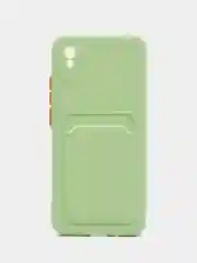 Лайм силиконовый чехол для Xiaomi Redmi 9A (Сяоми Редми 9А), с карманом для карт, прозрачный