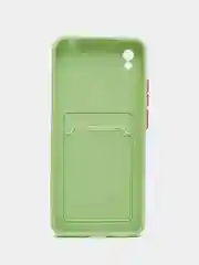 Лайм силиконовый чехол для Xiaomi Redmi 9A (Сяоми Редми 9А), с карманом для карт, прозрачный