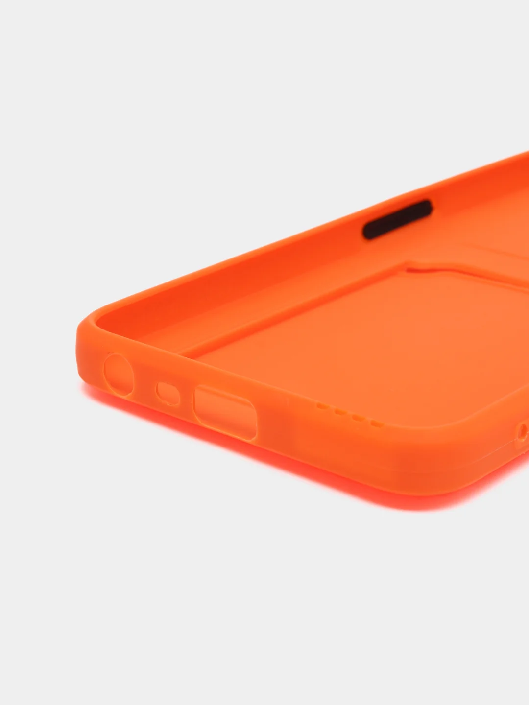 Оранжевый чехол для Realme C35 (Реалми С35), прозрачный, с карманом для карт