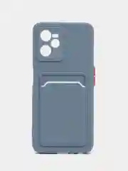 Синий меланж чехол для Realme C35 (Реалми С35), прозрачный, с карманом для карт
