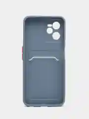 Синий меланж чехол для Realme C35 (Реалми С35), прозрачный, с карманом для карт