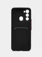 Черный чехол Tecno Spark Go 2022 / Spark 8C / Техно Спарк Го 2022 / Спарк 8С с карманом для карт