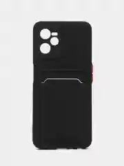 Черный чехол для Realme C35 (Реалми С35), прозрачный, с карманом для карт