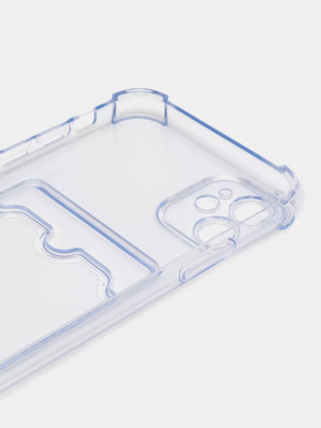 Белый чехол iPhone 15/14/13/12/11/Pro/Max/Plus/Mini/XR/Xs/6/8/7SE с карманом для карт прозрачный