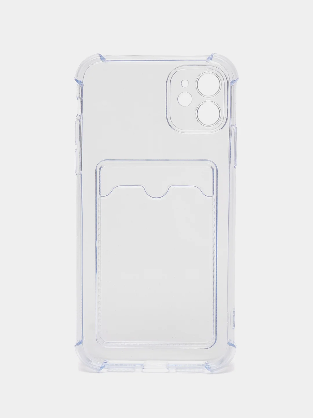 Белый чехол iPhone 15/14/13/12/11/Pro/Max/Plus/Mini/XR/Xs/6/8/7SE с карманом для карт прозрачный
