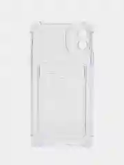 Белый чехол iPhone 15/14/13/12/11/Pro/Max/Plus/Mini/XR/Xs/6/8/7SE с карманом для карт прозрачный