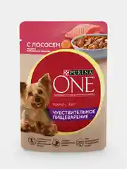 Влажный корм для собак Purina ONE Мини Чувствительное пищеварение, лосось, 85 г, 26 штук