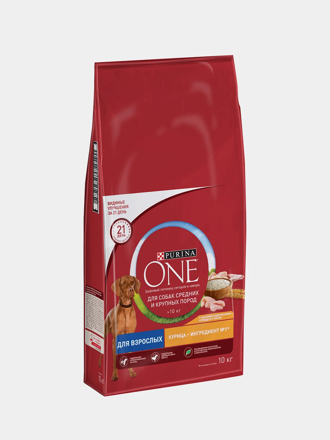 Сухой корм Purina ONE для взрослых собак средних и крупных пород, с курицей и рисом, 10 кг