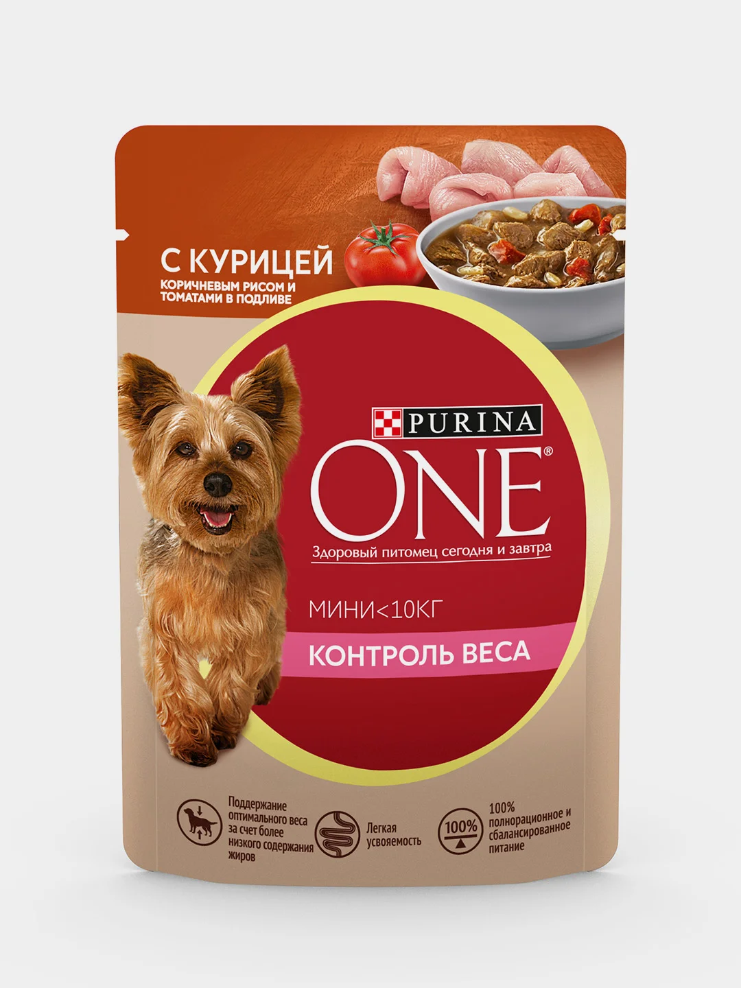 Влажный корм для собак Purina ONE "Контроль веса", с курицей и рисом, мини, 26 штук по 85г