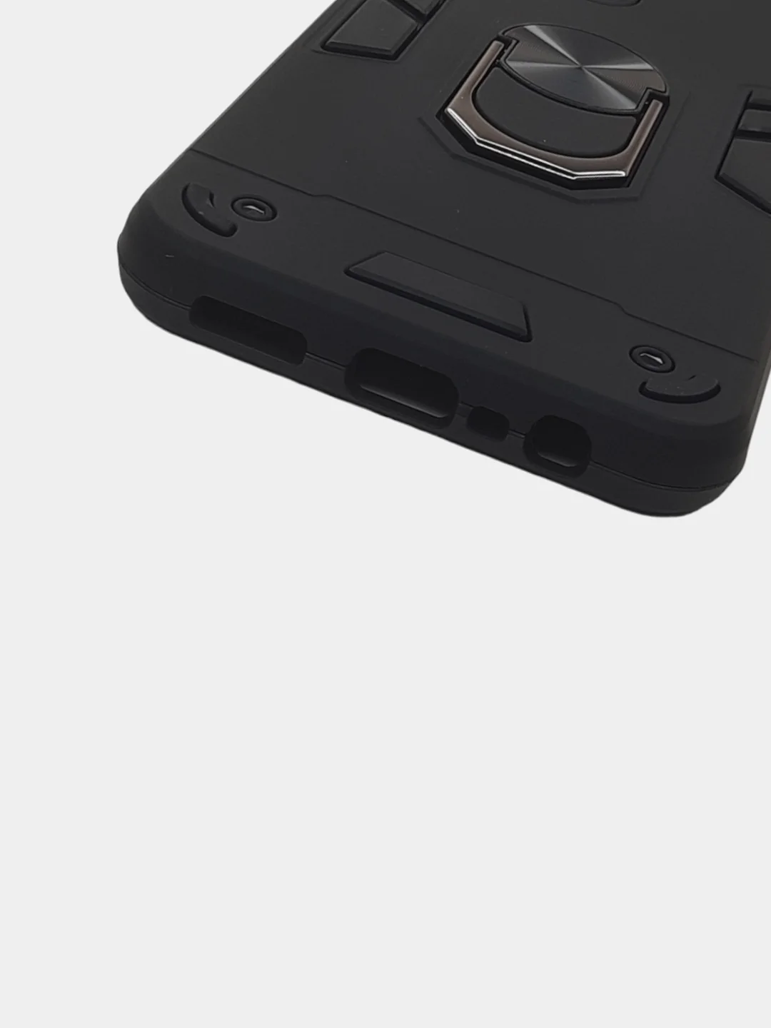 Черный чехол противоударный для Realme C33 (Реалми С33), с металлической подставкой