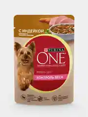 Влажный корм для собак Purina ONE Мини "Контроль веса", с индейкой, морковью, 26х85 г
