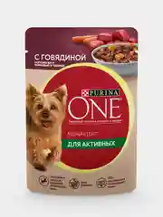 Влажный корм Purina ONE Мини, для активных собак, с говядиной, 26 штук по 85 г