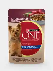 Влажный корм для собак Purina ONE Мини, с говядиной, картофелем и горохом, 26 штук х 85 г