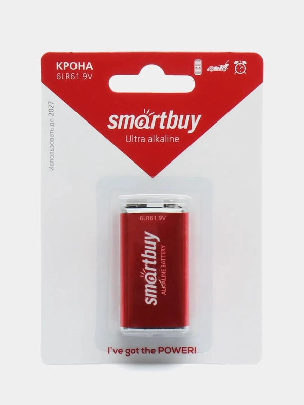 Батарейка крона 6LR61 Smartbuy Ultra 9V, алкалиновая