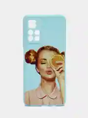 Синий чехол силиконовый с принтом для Xiaomi Poco M4 Pro 5G