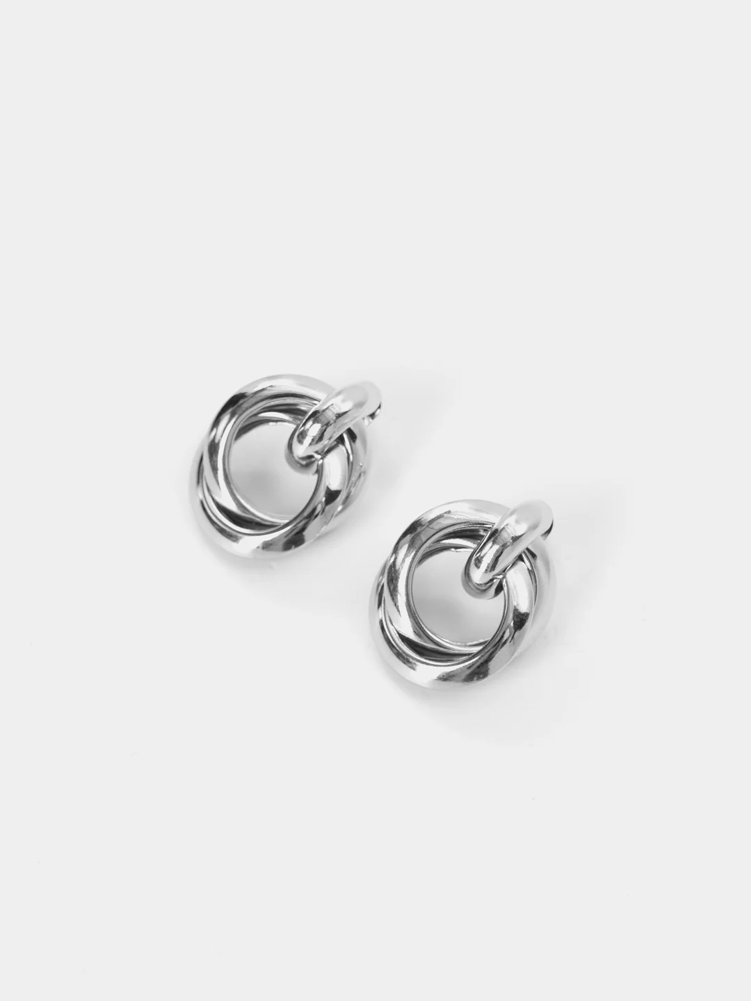 Серый серьги круглые, золотые и серебристые серьги, крупные серьги, серьги-гвоздики
