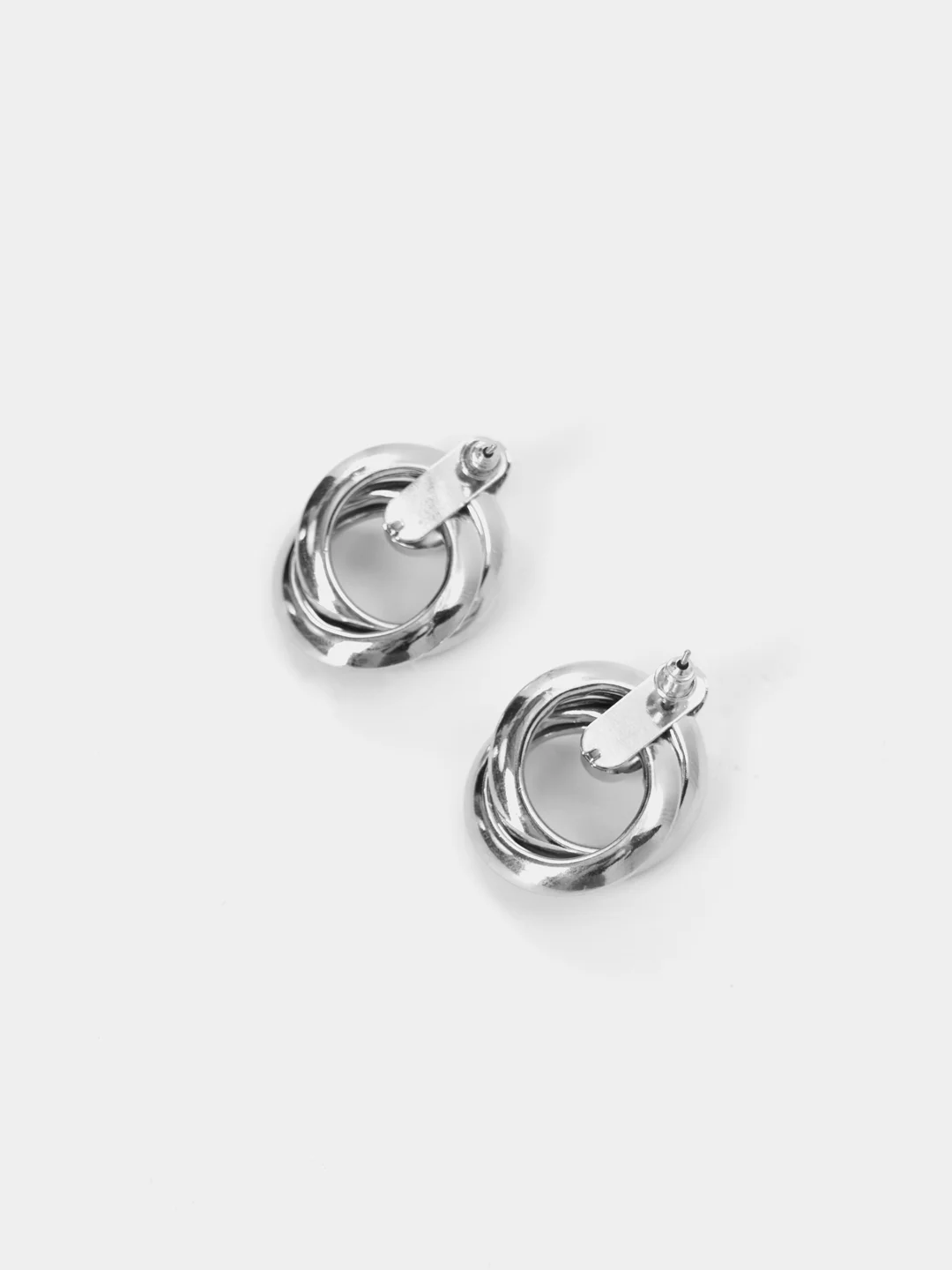 Серый серьги круглые, золотые и серебристые серьги, крупные серьги, серьги-гвоздики