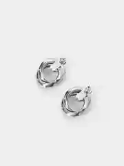 Серый серьги круглые, золотые и серебристые серьги, крупные серьги, серьги-гвоздики