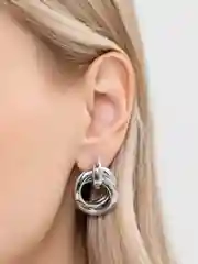 Серый серьги круглые, золотые и серебристые серьги, крупные серьги, серьги-гвоздики