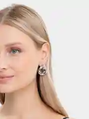 Серый серьги круглые, золотые и серебристые серьги, крупные серьги, серьги-гвоздики