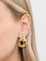 Золотой серьги круглые, золотые и серебристые серьги, крупные серьги, серьги-гвоздики