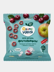 Кукурузно-рисовые колечки ФрутоНяня ФРУТОПАФФС, с яблоком и вишней, с 12 месяцев, 21 г