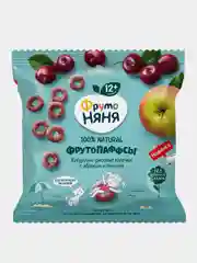 Кукурузно-рисовые колечки ФрутоНяня ФРУТОПАФФС, с яблоком и вишней, с 12 месяцев, 21 г