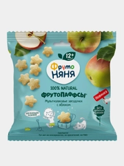Звездочки мультизлаковые ФрутоНяня ФРУТОПАФФС, с яблоком, с 12 месяцев, 21 г