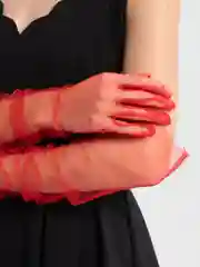 Красный сетчатые длинные гипюровые перчатки, женские, свадебные кружевные для фотосессии ажурные