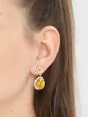Желтый крупные серьги вечерние, серьги с крупным камнем Xuping