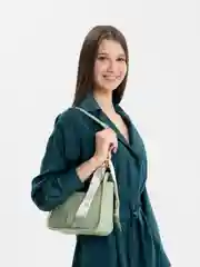 Лайм женская кожаная сумка багет