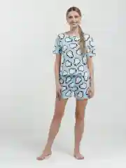 Голубой пижама женская, с шортами