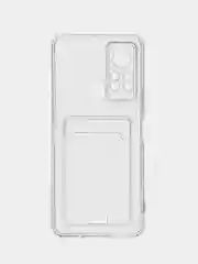 Силиконовый чехол для Infinix HOT 11S (Инфиникс Хот 11С), прозрачный, с карманом для карт