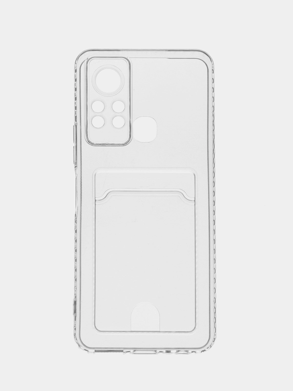 Силиконовый чехол для Infinix HOT 11S (Инфиникс Хот 11С), прозрачный, с карманом для карт