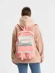 Розовый рюкзак школьный для девочки, подростковый "Кот", 4 предмета