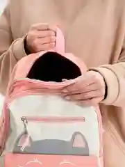 Розовый рюкзак школьный для девочки, подростковый "Кот", 4 предмета