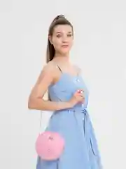 Розовый рюкзак с сумкой и визитницей