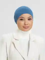 Синий меланж шапка мусульманская на резинке и завязках