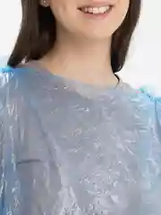 Голубой дождевик-плащ, с капюшоном